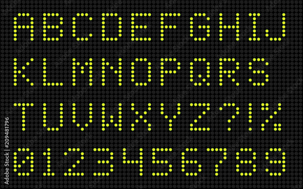 Fototapete led dot-matrix display letters and numbers