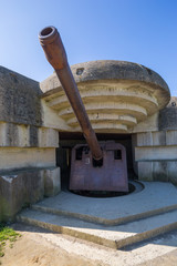 Remains of the German naval artillery battery at Longues Sur Mer in Normandy, located between the...