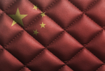 China flag on leather texture
