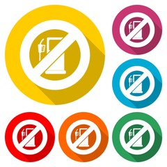 No Gas Sign, No fuel warning sign icon, color icon with long shadow