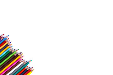 Back to School background. Colored pencils.