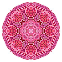 Red mandala Card or invitation. Pink Wedding. Geometric circle element. Indian, islamic, ottoman elements.