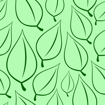 Seamless pattern with vector green leaf shape.