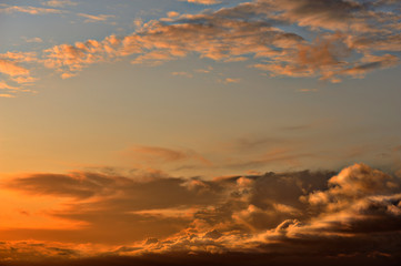 Clouds lit by the setting sun