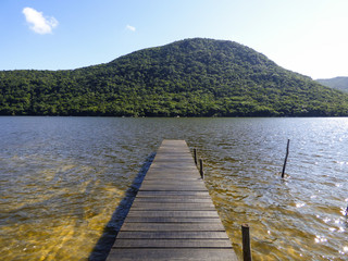 Lagoa da Conceicao (Conceicao lagoon) viewed from Rio Vermelho State Park in Florianopolis, Brazil