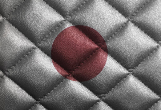 Japan flag on leather texture