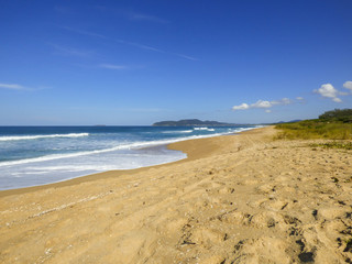 Obraz premium View of the beautiful Mocambique beach on a sunny day - Florianopolis, Brazil