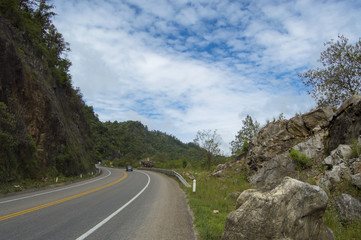 Fototapeta premium Highway and mountainous landscape
