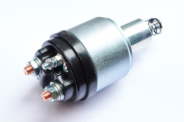 starter relay retractor on an isolated white background