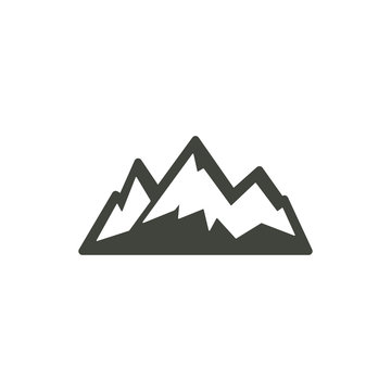 Mountain icon symbol. Silhouette mountain pictogram. Stock mountain element isolated on white background.