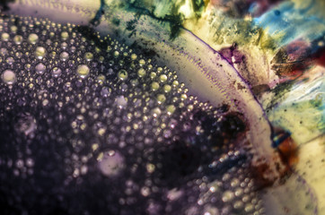 the chemical reaction of the paint with water