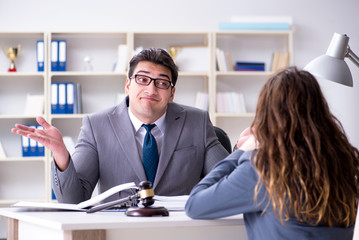 Lawyer discussing legal case with client