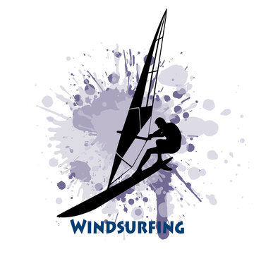 Windsurfer sail in grunge style.
