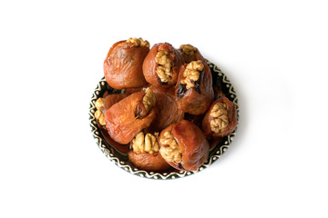 Uzbek sweets: apricots with walnuts and prunes