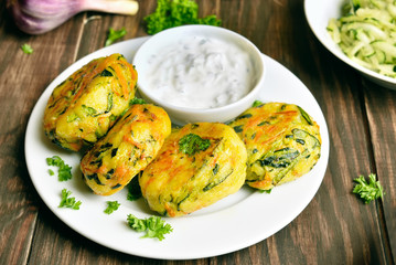 Vegetable cutlet from carrot, zucchini, potato