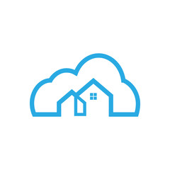Illustration of cloud house logo icon template