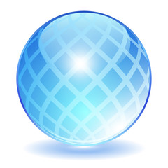Blue crystal ball vector icon