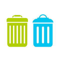 Garbage trash can vector flat icon