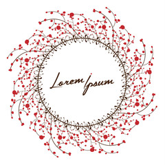 Christmas background with snowflakes and simple Merry Christmas text - red version