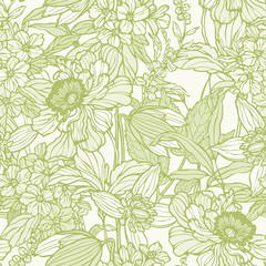Elegance Seamless pattern with peonies or roses flowers
