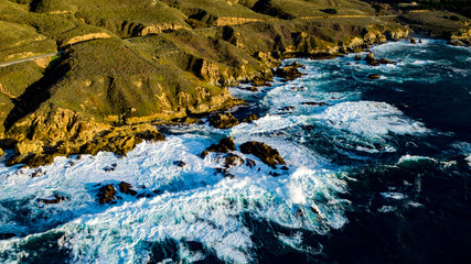 Carmel Coast Pacific Coast Highway Northern California Scenic route along California Coast with 4k drone video.	