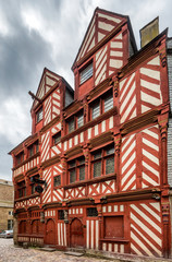 A panoramic view of the half timbered houses in the stunning town of Rennes, Brittany