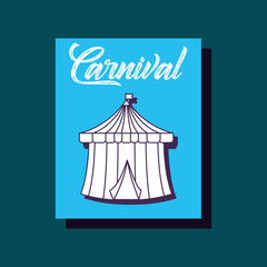 Carnival design with circus tent icon over blue background, colorful design. vector illustration