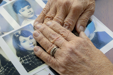 Elderly Woman and Picture ,Woman Holding a Old Photograph