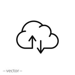 download line sign, cloud backup, vector icon