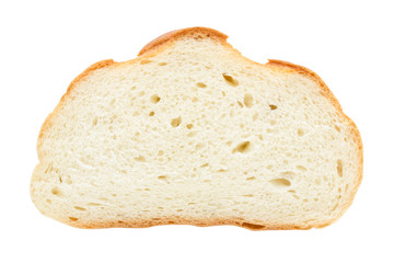a piece of bread isolated on white background, close up