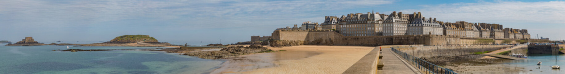 City and beach  panorama of Saint Malo, a beautiful port city in Brittany , France