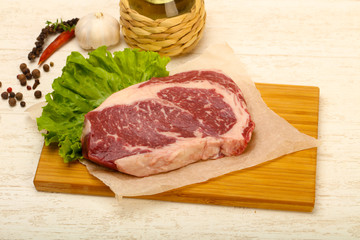 Rib eye raw steak