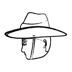 man with boonie hat over white background, vector illustration