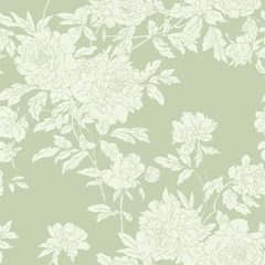 Seamless pattern with poppy, Peonies or roses flowers