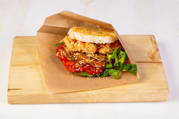 Rice burger with chicken