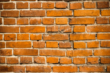 Obraz premium Texture of a old red brick wall background