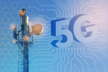 concept of wireless radio Internet. 5G mobile technologies.