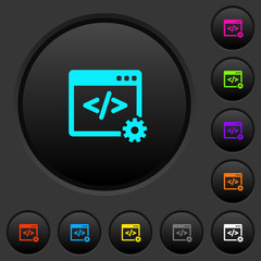 Web development dark push buttons with color icons