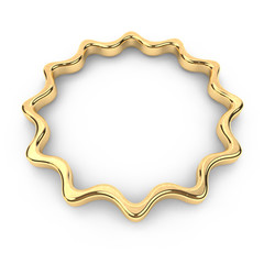 3d render of gold shape round star frame with copy space, with place for text, jewel, on white background in high resolution