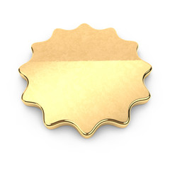 3d render of gold shape round star frame with copy space, with place for text, jewel, on white background in high resolution