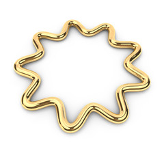 3d render of gold shape round star frame with copy space, with place for text, jewel, on white background in high resolution