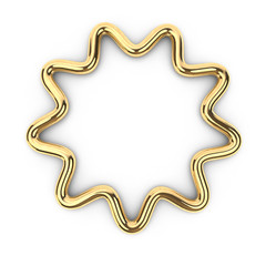 3d render of gold shape round star frame with copy space, with place for text, jewel, on white background in high resolution
