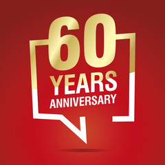 60 Years Anniversary celebrating gold white red logo icon