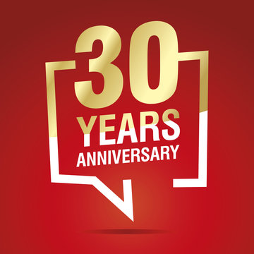 30 Years Anniversary celebrating gold white red logo icon