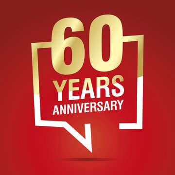 60 Years Anniversary celebrating gold white red logo icon