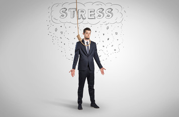 Young desperate businessman with suicide rope concept
