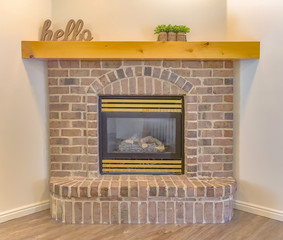 Brick fire place with some decorations