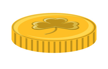 coin with clover icon over white background, vector illustration