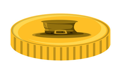 coin with irish top hat icon over white background, vector illustration