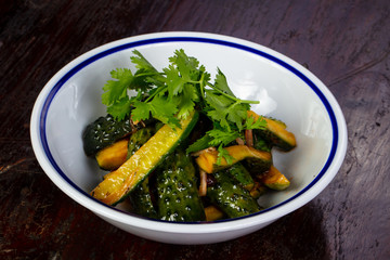 Pickled green cucumbers